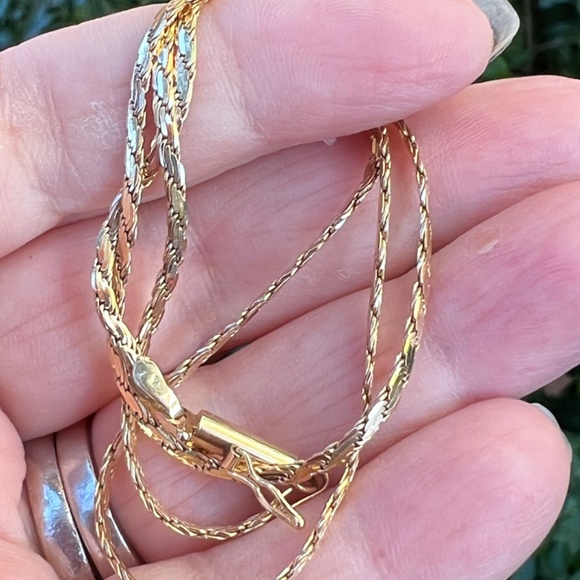 14K YELLOW GOLD FLAT SNAKE STYLE CHAIN NECKLACE UNISEX HALLMARKED APRX 15.5”LONG - Picture 12 of 16